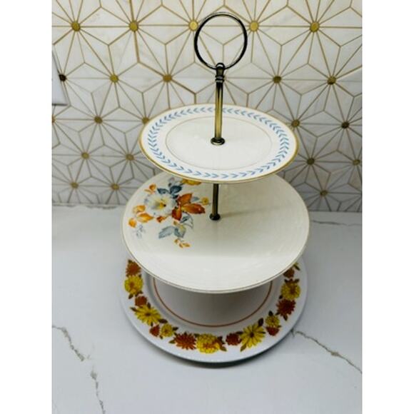 Three-Tier‎ Dessert Stand | Vintage China  | Mid Century Modern - Picture 1 of 10
